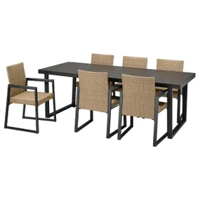 IKEA VÄRMANSÖ ВЭРМАНСО, садовый стол+6 стульев, тёмно-серый/коричневый, 224 см 595.002.13 фото