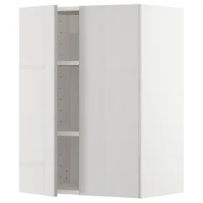 IKEA METOD МЕТОД, навісна шафа з полицями / 2 дверцят, білий / Ringhult світло-сірий, 60x80 см 094.631.09 фото