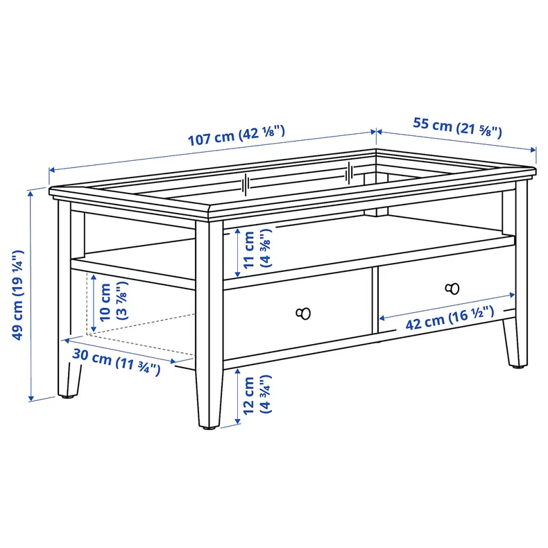 IKEA IDANÄS ИДАНЭС, журнальный стол, белый, 107x55 см 204.878.73 фото №5