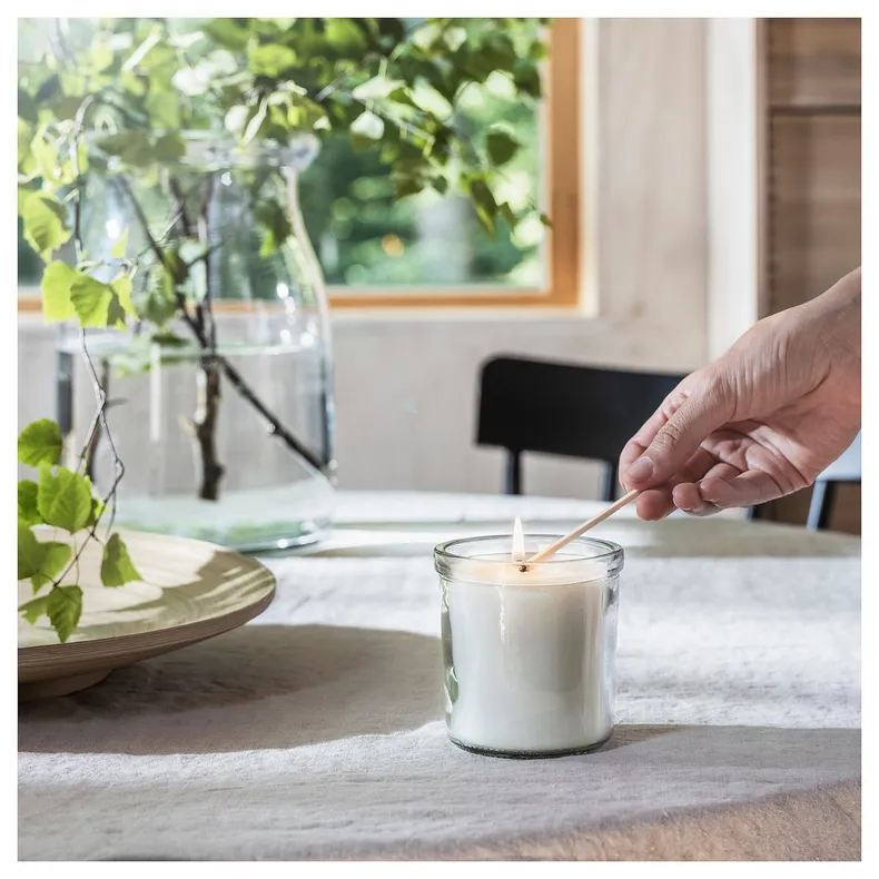 IKEA ADLAD АДЛАД, ароматизована свічка у склянці, скандинавський ліс / білий, 40 Години 005.021.86 фото №2