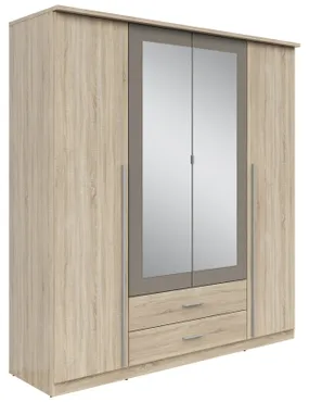 BRW Шкаф 4-х дверный Kredo 181 см с зеркалом и выдвижными ящиками дуб сонома, дуб сонома SZF2L2D2S-DSO/TX/LV фото
