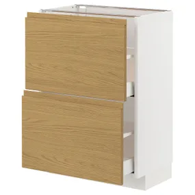 IKEA METOD МЕТОД / MAXIMERA МАКСИМЕРА, напольный шкаф с 2 ящиками, белый/Воксторп имит. дуб, 60x37 см 495.380.75 фото