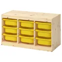 IKEA TROFAST ТРУФАСТ, комбінація для зберіган +контейнери, світла сосна, пофарбована в білий/жовтий колір, 93x44x52 см 392.408.67 фото thumb №1