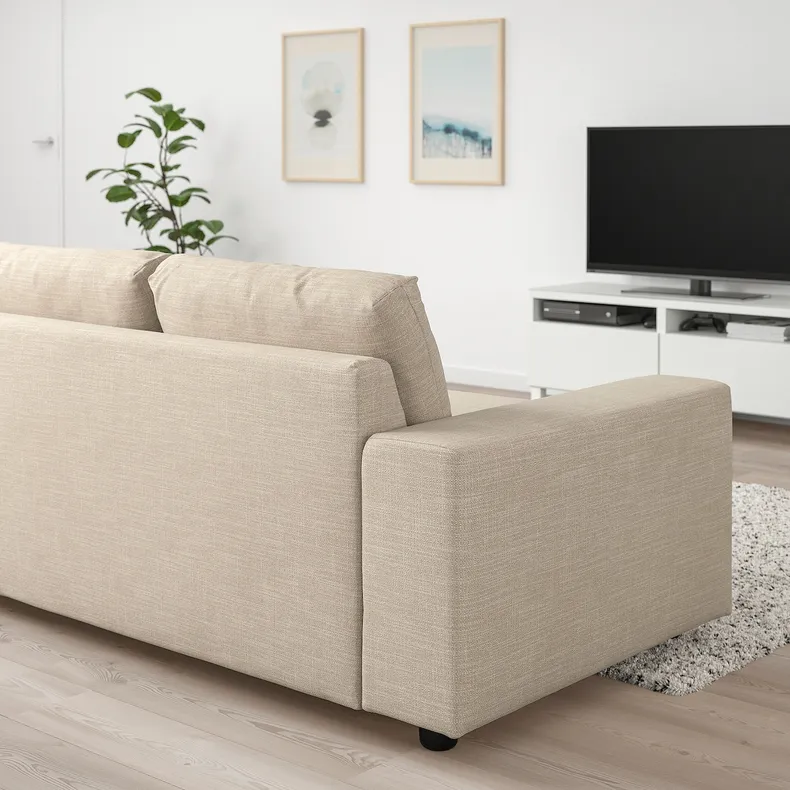 IKEA VIMLE ВІМЛЕ, 3-місний диван-ліжко, з широкими підлокітниками / горбистий бежевий 495.426.66 фото №2
