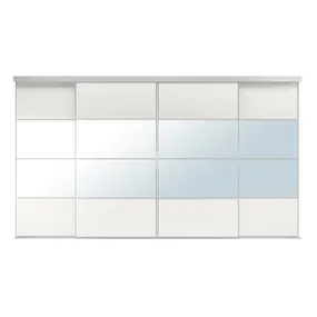 IKEA SKYTTA СКЮТТА / MEHAMN/AULI МЕХАМН/АУЛІ, комбінація розсувних дверцят, алюміній/біле дзеркало, 351x205 см 695.759.34 фото