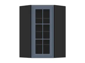 BRW Верхний кухонный шкаф Verdi 60 см угловой правый с витриной mystic matt, черный/матовый FL_GNWU_60/95_PV-CA/MIM фото