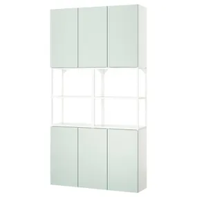IKEA ENHET ЕНХЕТ, шафа, білий/блідо-сіро-зелений, 120x32x225 см 995.480.67 фото