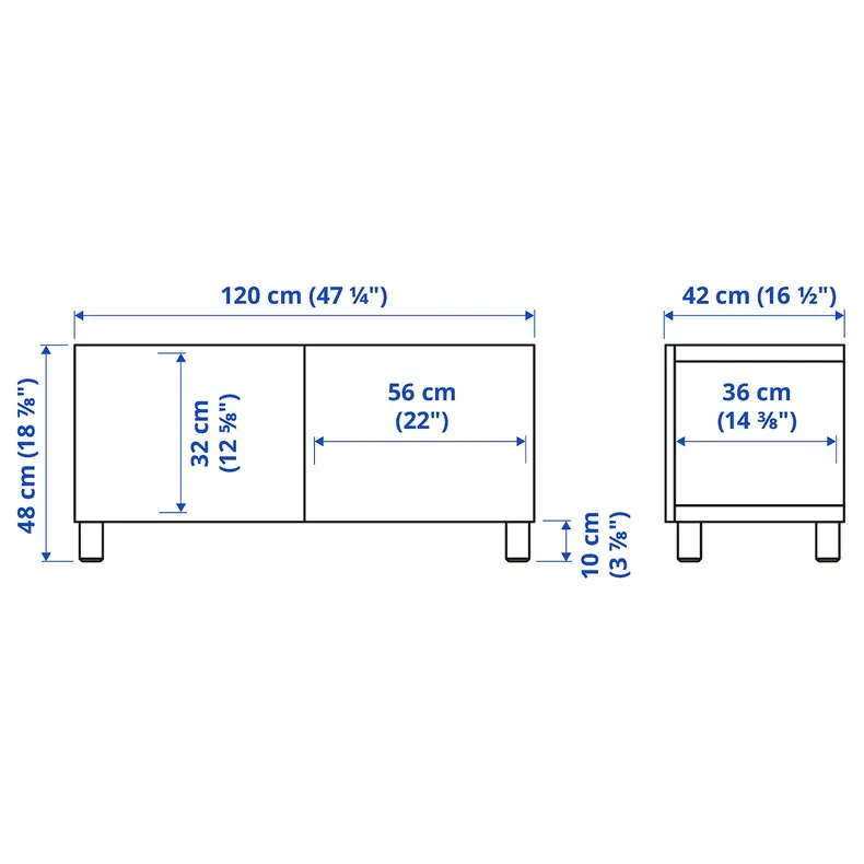 IKEA BESTÅ БЕСТО, тумба под ТВ, с дверцами, белый/Hammarsmed/Stubbarp антрацит, 120x42x48 см 095.718.87 фото №3