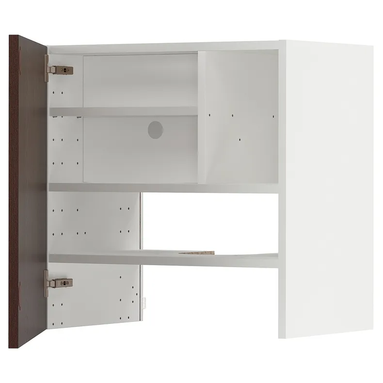 IKEA METOD МЕТОД, навесной шкаф д / вытяжки / полка / дверь, белый хасларп / коричневый узор, 60x60 см 695.053.14 фото №1