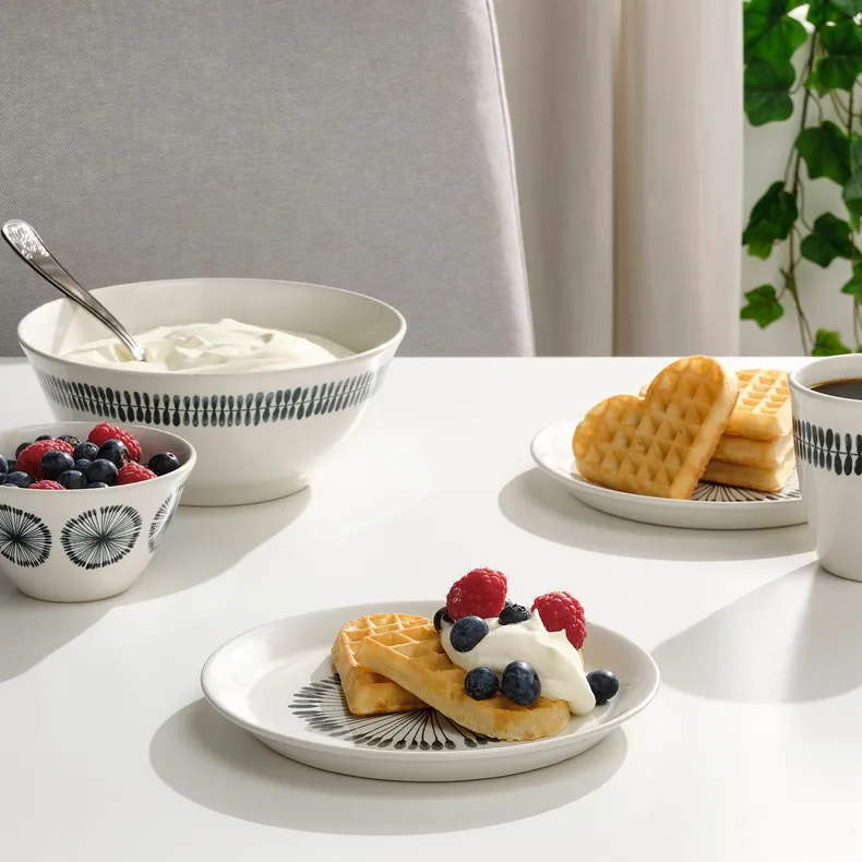 IKEA FRIKOSTIG ФРИКОСТИГ, тарелка десертная, белый / узор, 19 см 504.694.05 фото №3