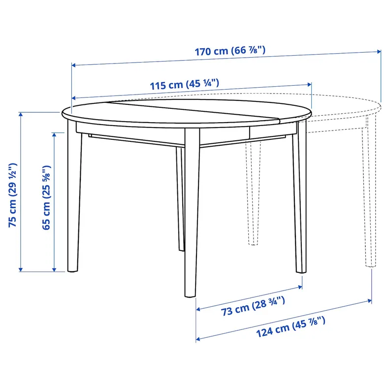 IKEA SKANSNÄS СКАНСНЕС, розкладний стіл, світлий бук / шпон, 115 / 170 см 305.632.20 фото №4