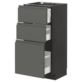 IKEA METOD МЕТОД / MAXIMERA МАКСИМЕРА, напольный шкаф с 3 ящиками, черный / Воксторп темно-серый, 40x37 см 193.110.83 фото