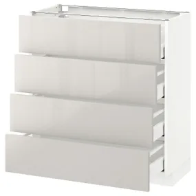 IKEA METOD МЕТОД / MAXIMERA МАКСИМЕРА, напольн шкаф 4 фронт панели / 4 ящика, белый / светло-серый, 80x37 см 091.424.20 фото