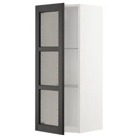 IKEA METOD МЕТОД, навісна шафа,полиці / скляні дверцята, білий / ЛЕРХЮТТАН чорна морилка, 40x100 см 594.591.38 фото