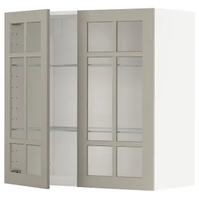 IKEA METOD МЕТОД, настінна шафа, полиці / 2 склх дверц, білий / стенсундський бежевий, 80x80 см 894.567.94 фото