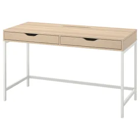 IKEA ALEX АЛЕКС, письмовий стіл, біла пляма / імітація. дуб, 132x58 см 604.735.29 фото