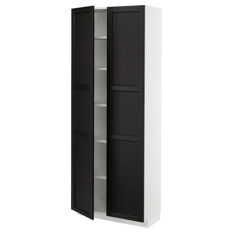 IKEA METOD МЕТОД, высокий шкаф с полками, белый / Лерхиттан с черными пятнами, 80x37x200 см 294.699.64 фото №1