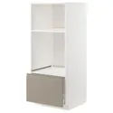 IKEA METOD МЕТОД / MAXIMERA МАКСИМЕРА, высокий шкаф д / духовки / СВЧ с ящиком, белый / матовый темно-бежевый, 60x60x140 см 394.917.28 фото thumb №1