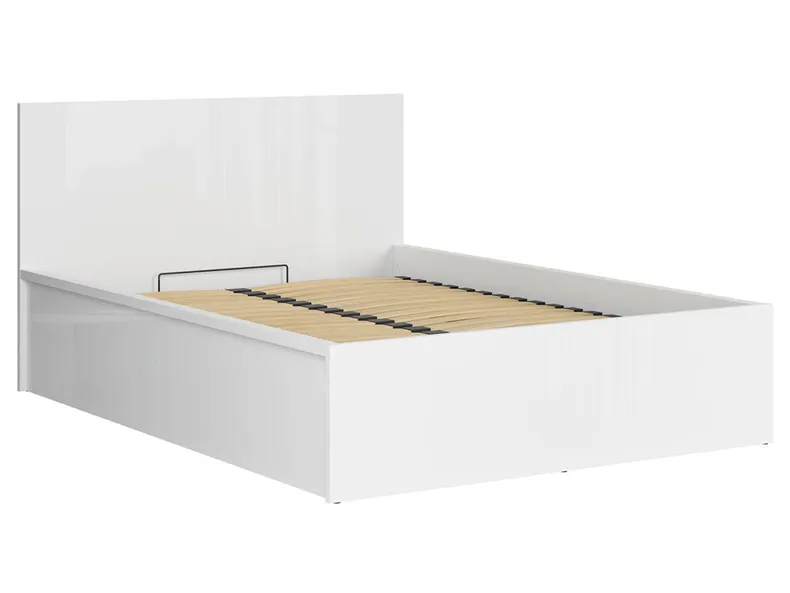 BRW Кровать Tetrix 140x200 с каркасом и ящиком для хранения белый глянцевый, белый глянец LOZ/140/B-BIP фото №1