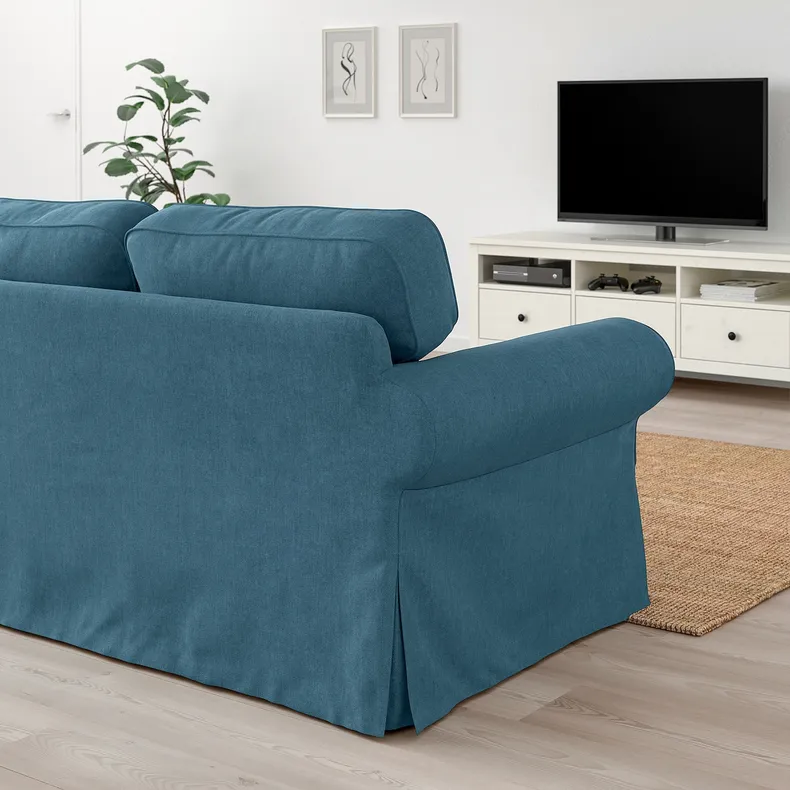 IKEA EKTORP ЭКТОРП, 3-местный диван, с шезлонгом/Талмира синий 194.305.47 фото №3
