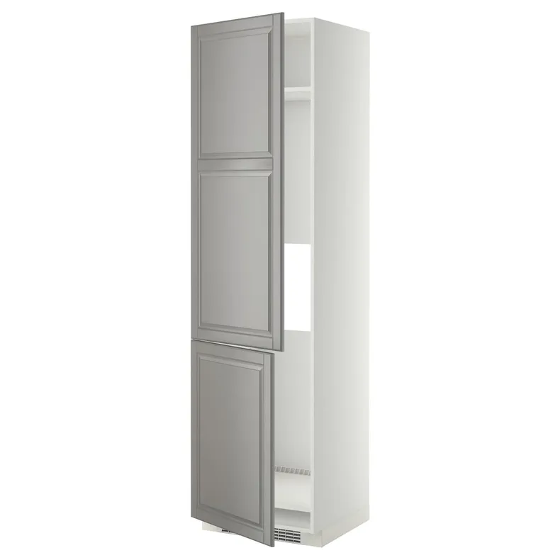 IKEA METOD МЕТОД, высокий шкаф д / холод / мороз / 2дверцы, белый / Будбин серый, 60x60x220 см 899.256.63 фото №1
