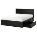 IKEA MALM МАЛЬМ, каркас кровати+2 кроватных ящика, черно-коричневый / Леирсунд, 140x200 см 991.763.21 фото thumb №1
