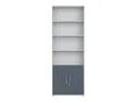 BRW Книжный шкаф Office Lux 79 см с 2 дверцами и 4 полками светло-серый, светло-серое/графитовое стекло REG2D/220-JSZ/GF фото thumb №2