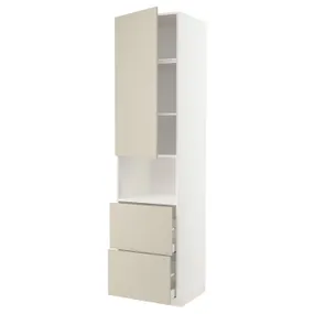 IKEA METOD МЕТОД / MAXIMERA МАКСИМЕРА, высокий шкаф д / СВЧ / дверца / 2ящика, белый / гавсторпский бежевый, 60x60x240 см 194.625.00 фото
