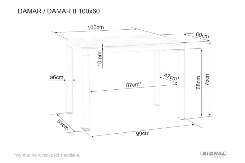 Стіл обідній SIGNAL Damar, 100 см, дуб артізан фото №3