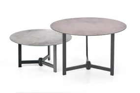 Комплект журнальных столов круглый (2 шт) HALMAR TWINS, 70x70 см, цвет: графитовый / коричневый / черный фото