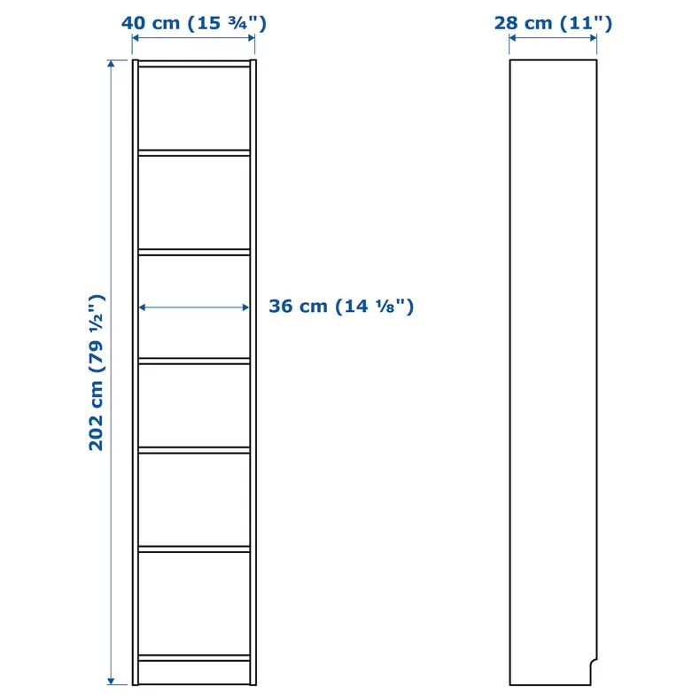 IKEA BILLY БИЛЛИ, стеллаж, белый, 40x28x202 см 502.638.38 фото №4