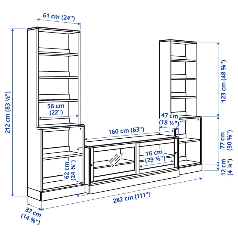 IKEA HAVSTA ХАВСТА, шкаф для ТВ, комбинацияация, белый, 282x47x212 см фото №6