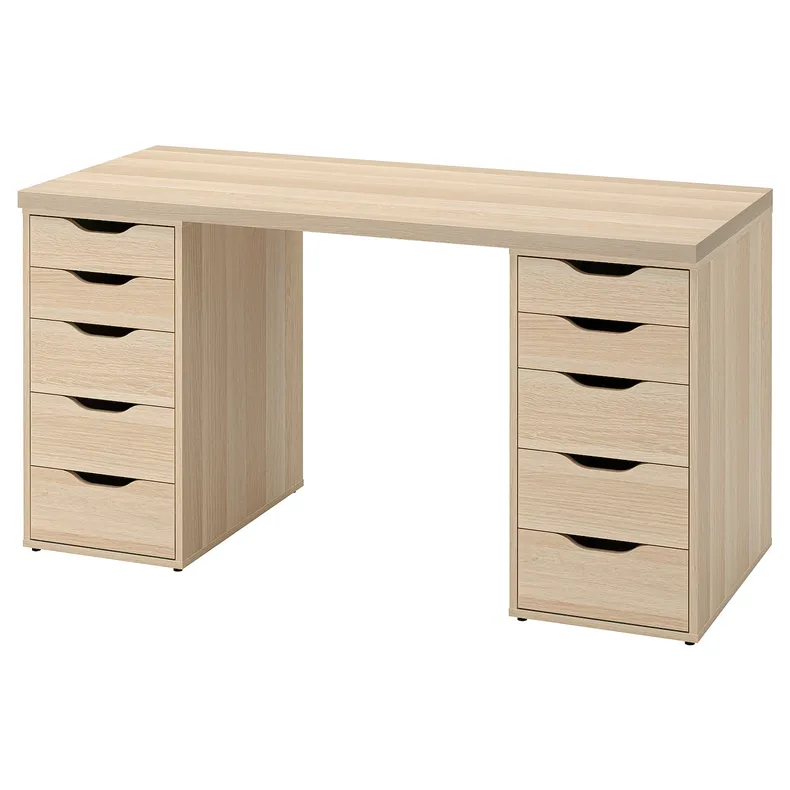 IKEA LAGKAPTEN ЛАГКАПТЕН / ALEX АЛЕКС, письменный стол, белый крашеный дуб, 140x60 см 594.320.40 фото №1