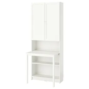 IKEA BILLY БІЛЛІ / OXBERG ОКСБЕРГ, стелаж зі столом, білий, 80x202 см 495.711.78 фото