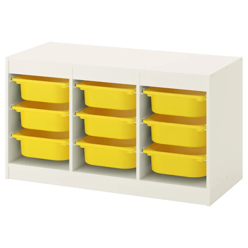 IKEA TROFAST ТРУФАСТ, комбінація для зберіган +контейнери, білий/жовтий, 99x44x56 см 492.284.69 фото №1