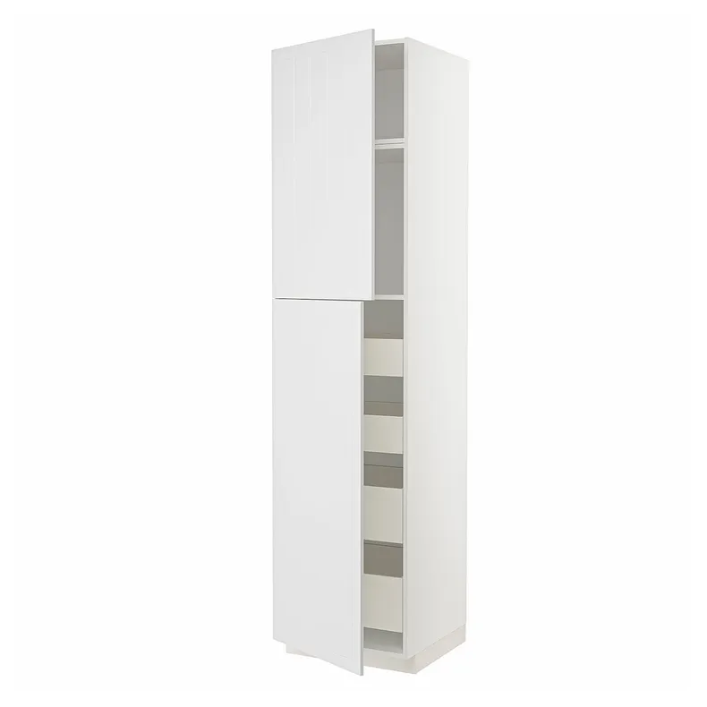 IKEA METOD МЕТОД / MAXIMERA МАКСІМЕРА, висока шафа, 2 дверцят / 4 шухляди, білий / стенсундський білий, 60x60x240 см 094.560.81 фото №1
