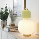 IKEA PILBLIXT ПИЛБЛИКС, лампа настольная, белое / светло-зеленое стекло / имитация золотого металла, 41 см 704.998.78 фото thumb №2