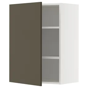IKEA METOD МЕТОД, навесной шкаф с полками, белый/гавсторпский коричневый/бежевый, 60x80 см 195.587.34 фото