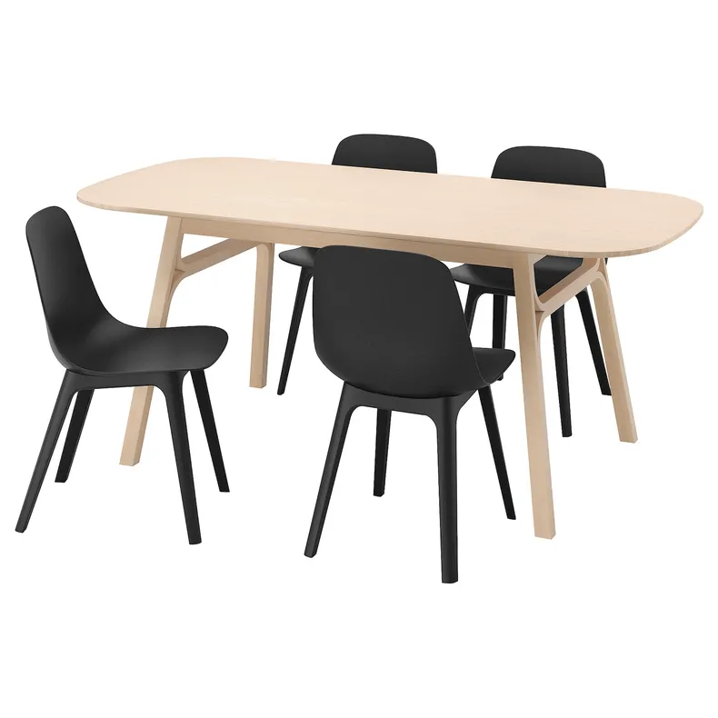 IKEA VOXLÖV ВОКСЛЕВ / ODGER ОДГЕР, стіл+4 стільці, бамбук / антрацит, 180x90 см 493.886.79 фото №1