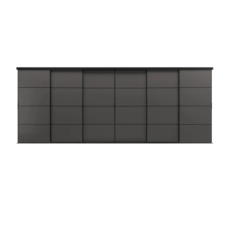 IKEA SKYTTA СКЮТТА / MEHAMN МЕХАМН, комбінація розсувних дверцят, чорний/двобічний темно-сірий, 603x240 см 395.002.85 фото №1