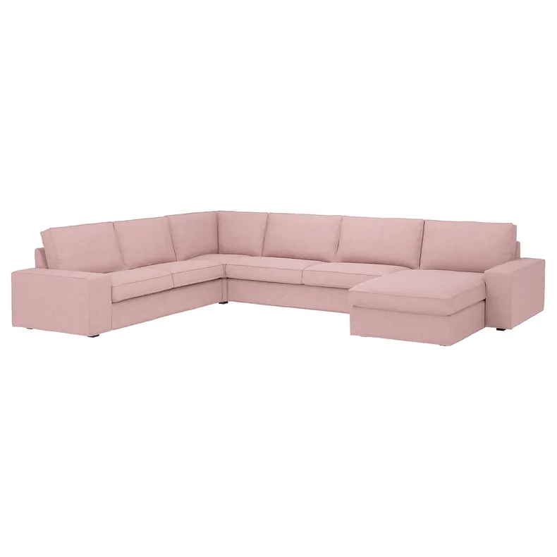 IKEA KIVIK КИВИК, угл диван, 6-местный диван+козетка, Окрашенный в светло-розовый цвет 394.847.04 фото №1