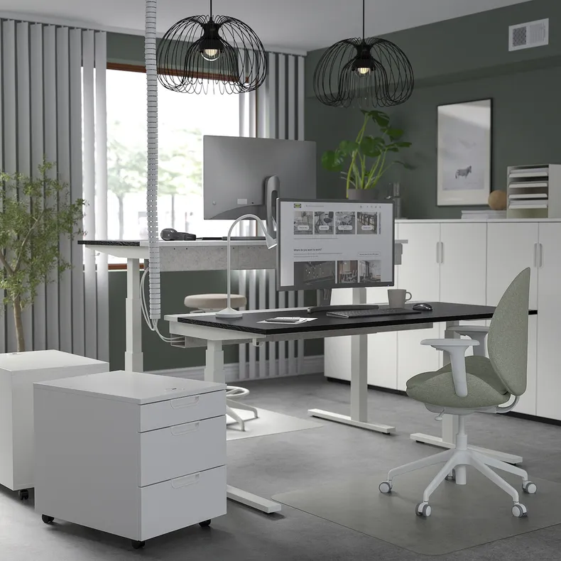 IKEA MITTZON МІТТЗОН, стіл регульований, електричний ОКЛ попелястий чорний / білий, 160x80 см 395.302.30 фото №3