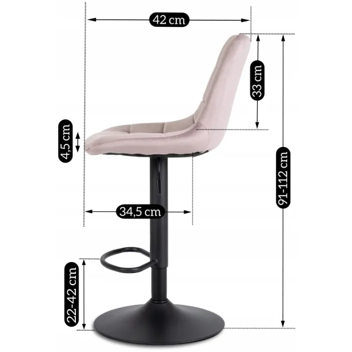 Барный стул бархатный MEBEL ELITE ARCOS 2 Velvet, розовый фото №12