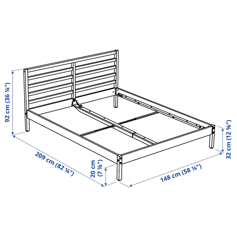 IKEA TARVA ТАРВА, каркас кровати, сосна / Лурёй, 140x200 см 890.024.25 фото №10