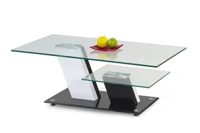 Журнальный столик стеклянный HALMAR SAVANA, 110x60 см, бело-черный фото