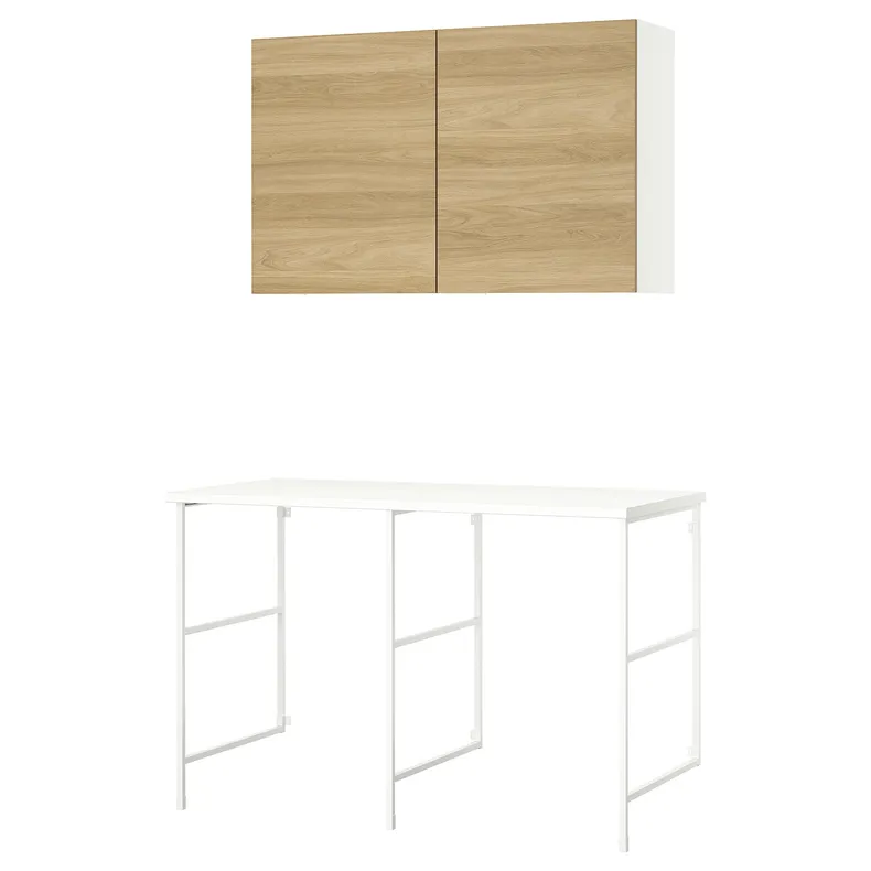 IKEA ENHET ЕНХЕТ, шафа, білий / імітація. дуб, 139x63.5x90.5 см 795.481.05 фото №1