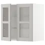 IKEA METOD МЕТОД, настінна шафа, полиці / 2 склх дверц, білий / світло-сірий Lerhyttan, 60x60 см 694.633.52 фото