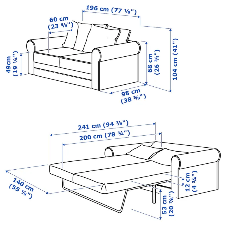 IKEA GRÖNLID ГРЁНЛИД, 2-местный диван-кровать, Hillared антрацит 695.364.43 фото №5