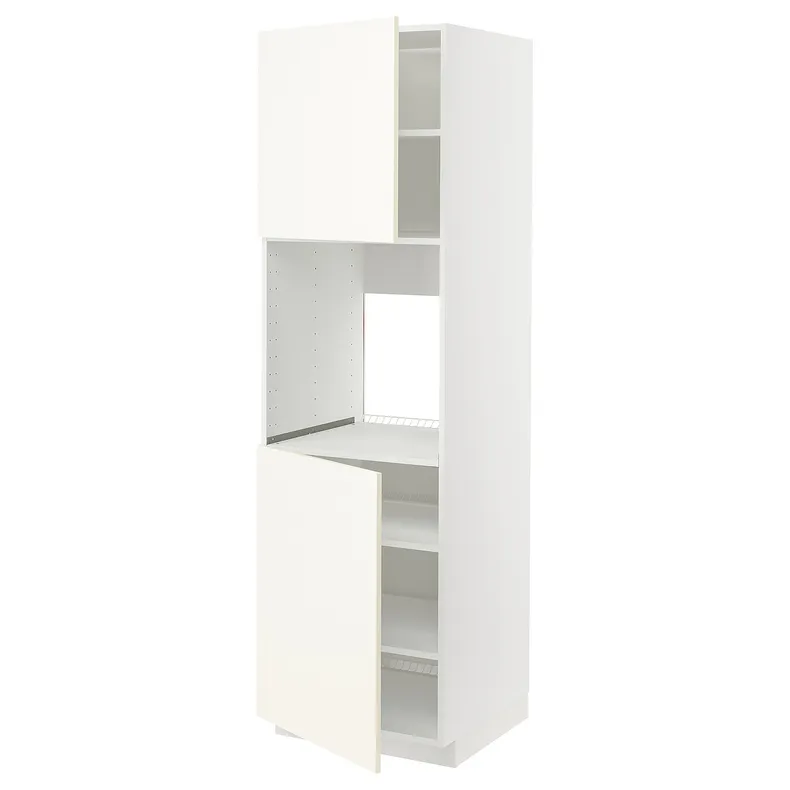 IKEA METOD МЕТОД, висока шафа для дух, 2 дверцят / пол, білий / ВАЛЛЬСТЕНА білий, 60x60x200 см 395.073.76 фото №1