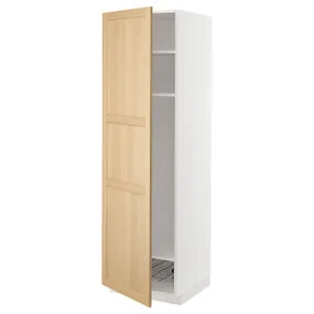 IKEA METOD МЕТОД, висока шафа, полиці / дротяний кошик, білий / ФОРСБАККА дуб, 60x60x200 см 395.094.17 фото